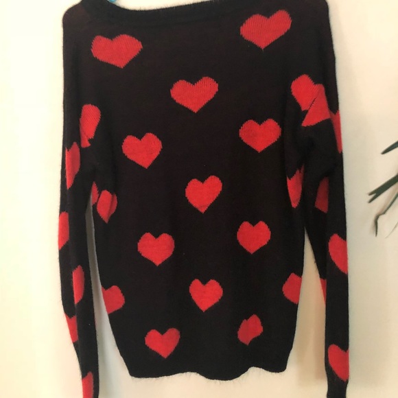 Black Sweater with Red Hearts - Picture 2 of 3